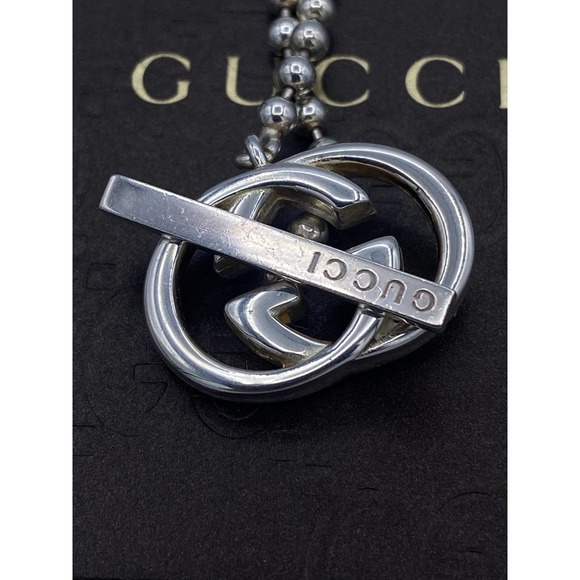 Authentic Gucci Authentic GG Interlocking Sterling Sliver Pendant Necklace 16" - Picture 1 of 7